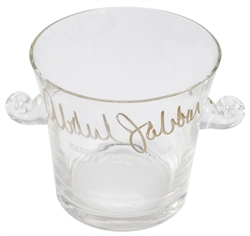 1989 Kareem Abdul-Jabbar Signed Glass Ice Bucket Presented For Last Regular Season Appearance at the Forum (Abdul-Jabbar LOA)
